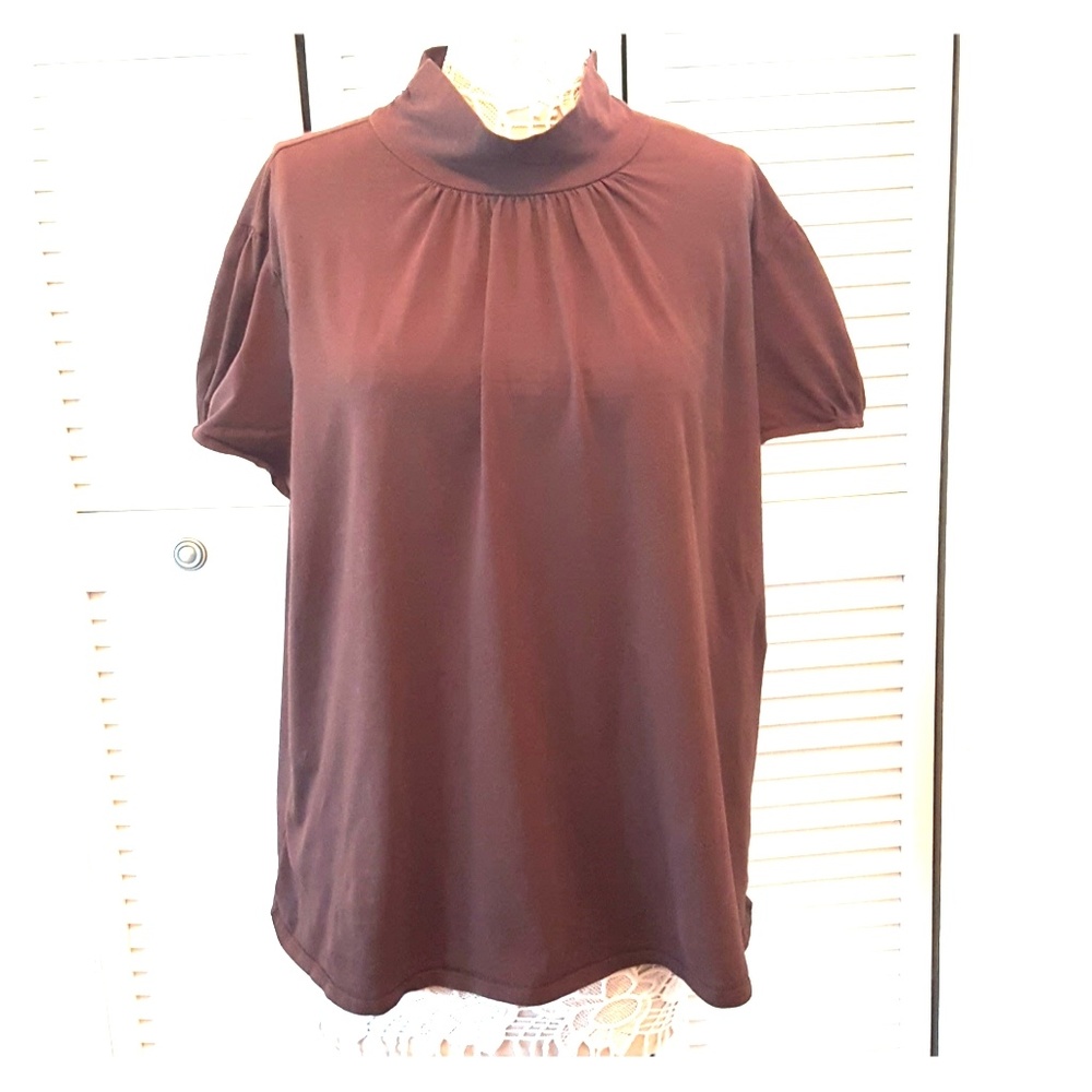 Cato Fashion Brown button neck summer blouse